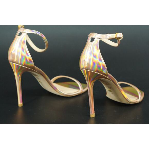Stuart Weitzman Nudistcurve 100 Hologram Ankle Strappy Sandals Size 10 $475 pink - Picture 6 of 11